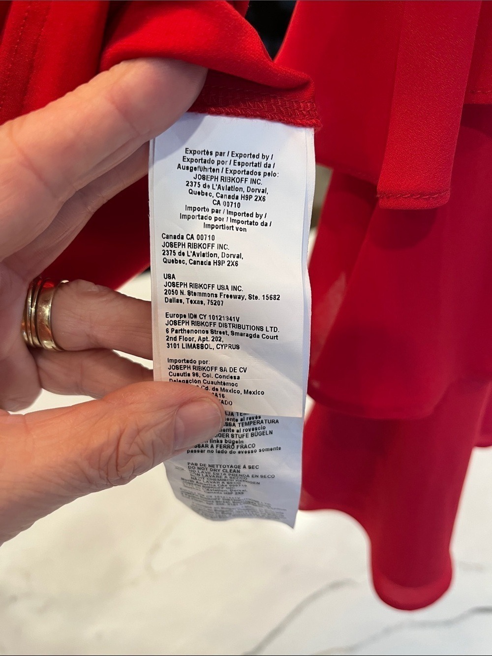 Joseph Ribkoff Red Ruffle Off-Shoulder Blouse - Picture 6 of 6